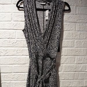 New York & Company Black/White Print Wrap Romper (NWT)